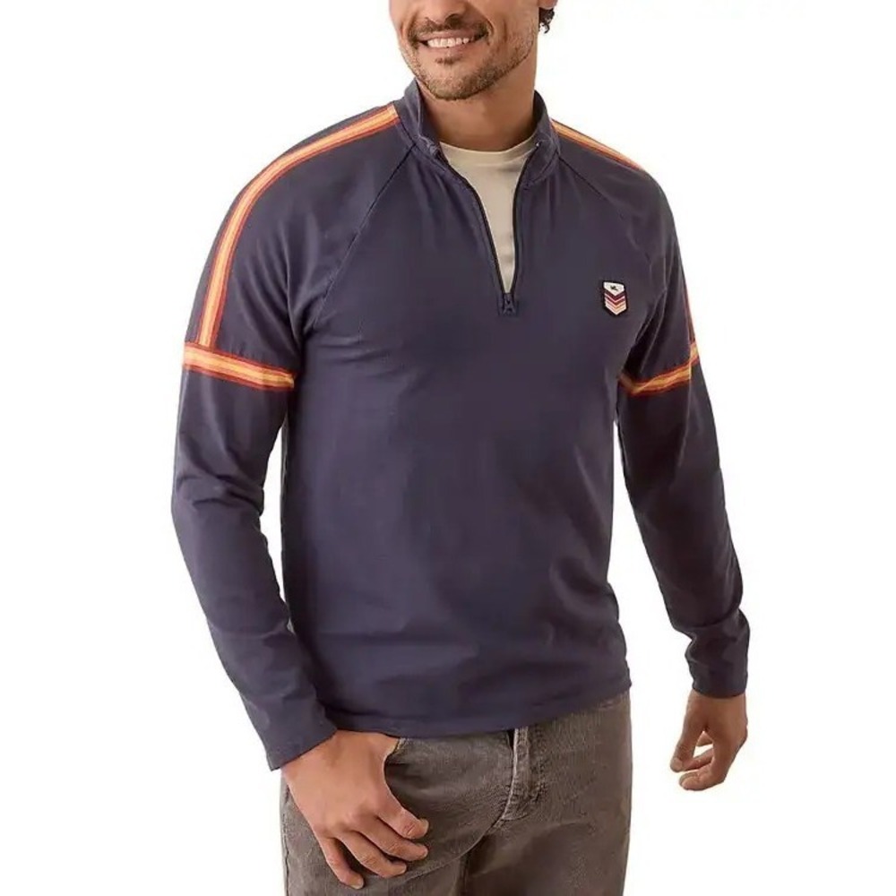 Marine Layer Archive 1/4 Zip Retro Pullover Long Sleeve Mock Neck Blue Sz Large